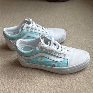 Vans White and Light Blue Sneakers